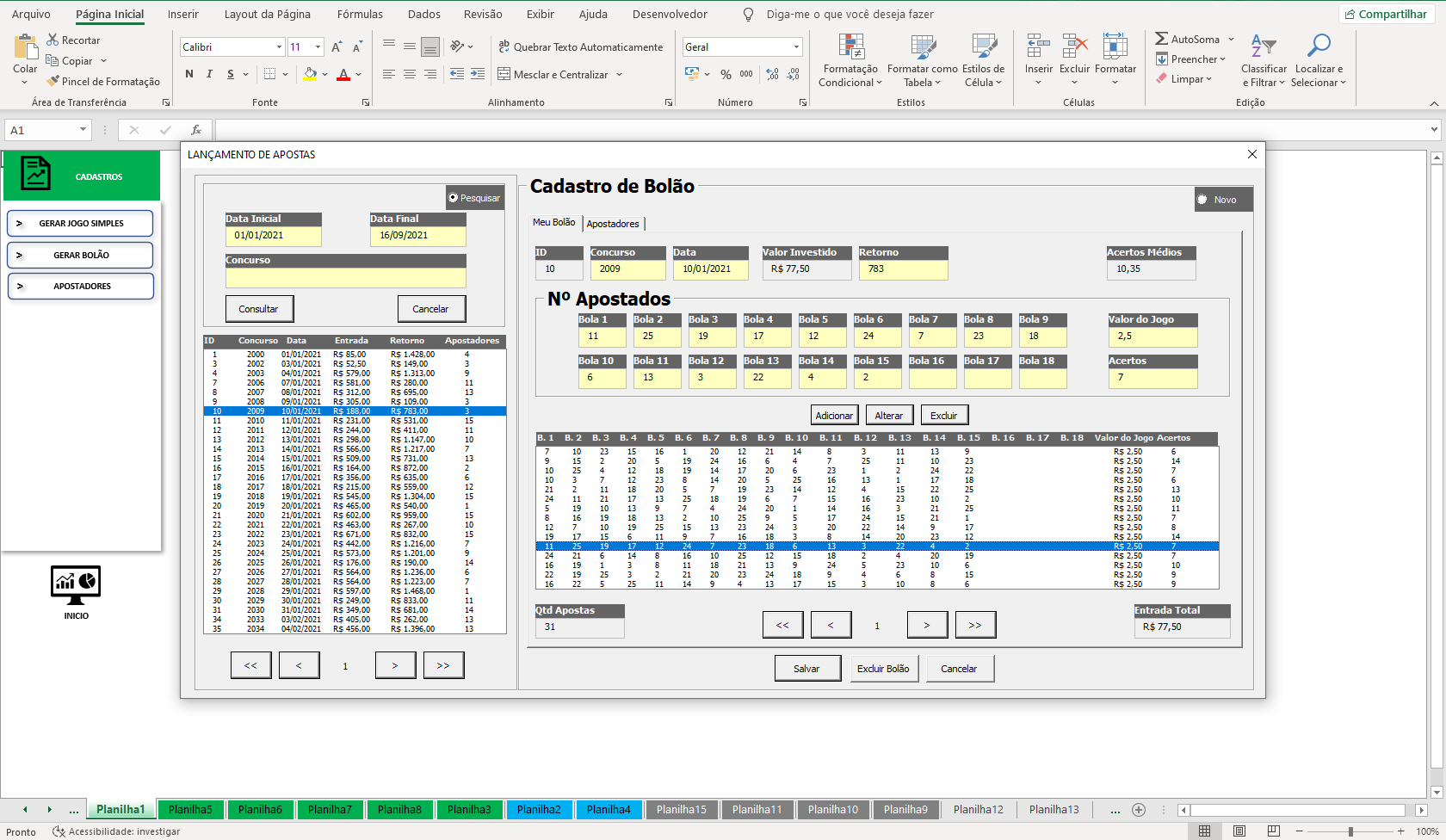 Planilha LotoFácil no Excel, Download Grátis