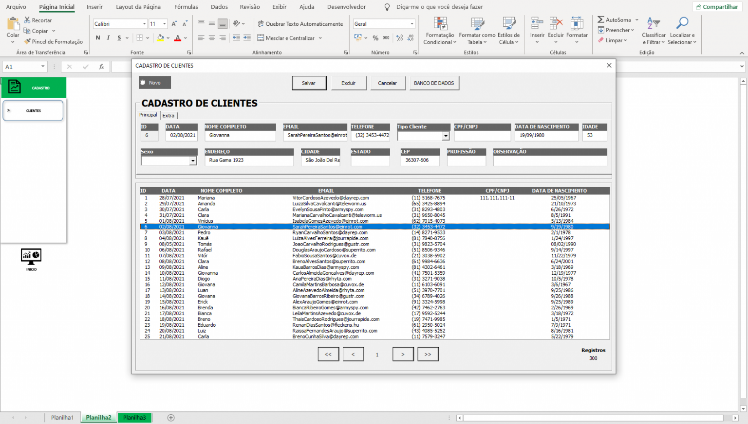 Planilha Cadastro De Clientes Excel Vba Excel Avançado